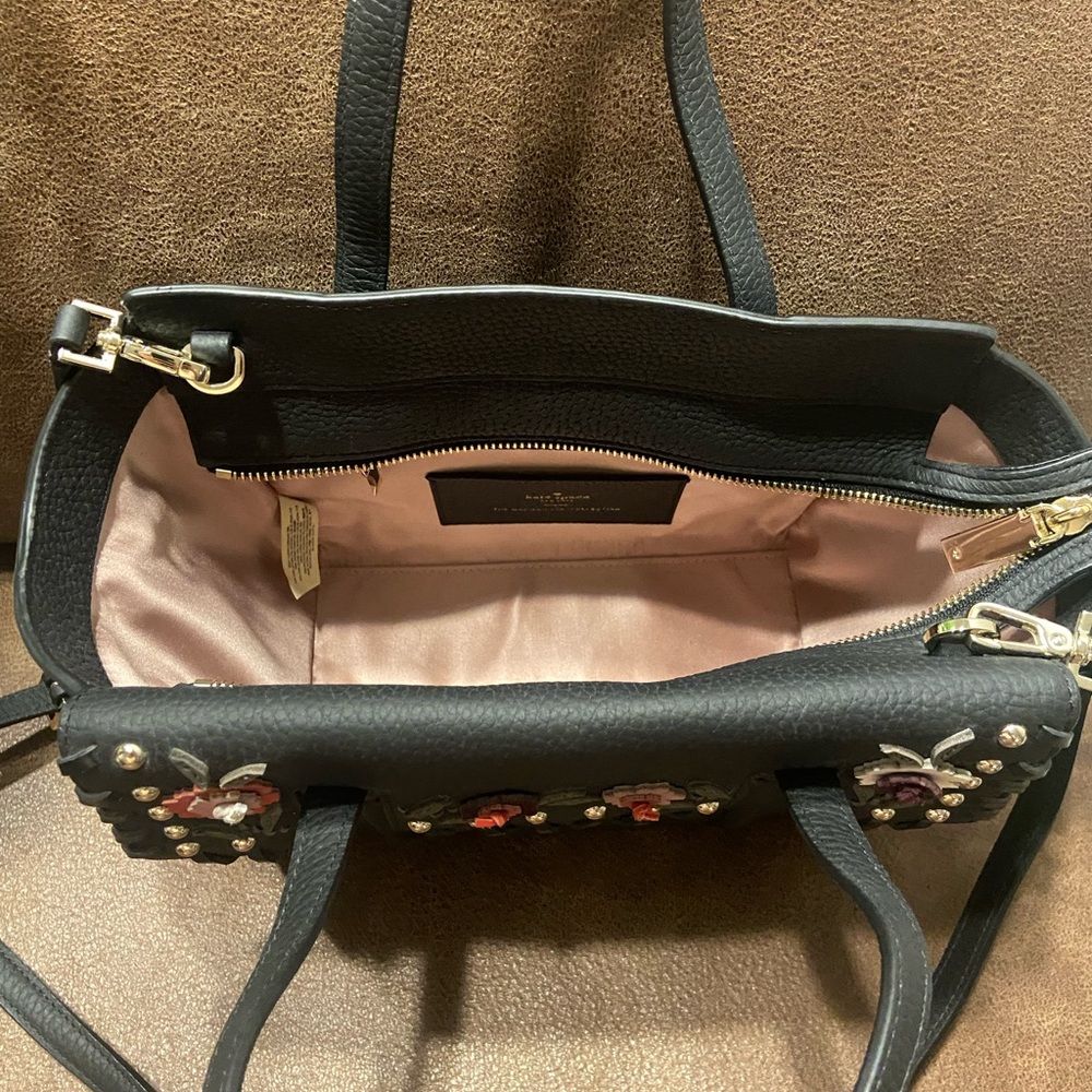Kate Spade - Black, Floral, Studded tote - Picture 4 of 4